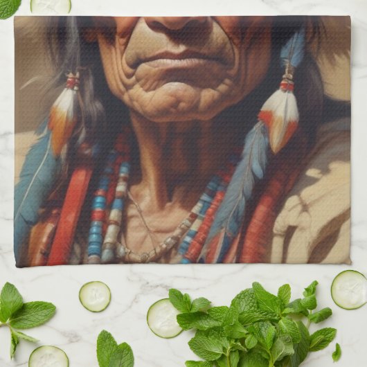 Geronimo Indiaanse krijger portret Theedoek (Gevouwen)