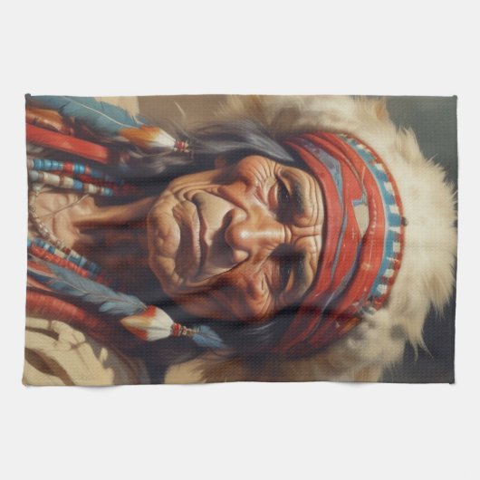 Geronimo Indiaanse krijger portret Theedoek (Horizontaal)