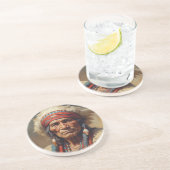 Geronimo Indiaanse krijger portret Zandsteen Onderzetter (Zijkant)