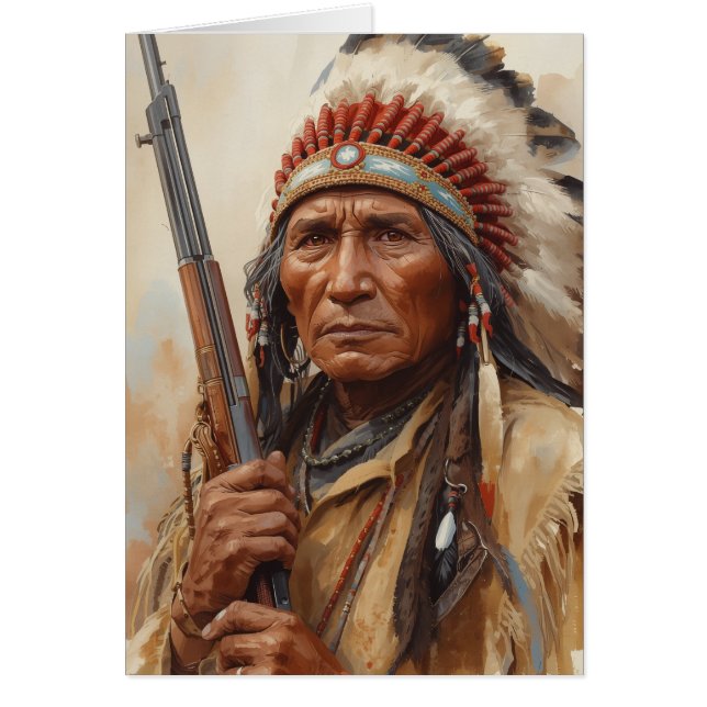 Geronimo Indiaas Stamhoofd Krijger Portret (Voorkant)
