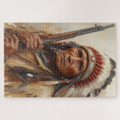 Geronimo Indiaas Stamhoofd Krijger Portret Legpuzzel (Horizontaal)