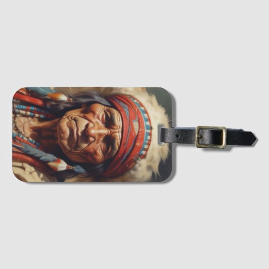 Geronimo Indian Chief Warrior Bagagelabel (Voorkant (horizontaal))