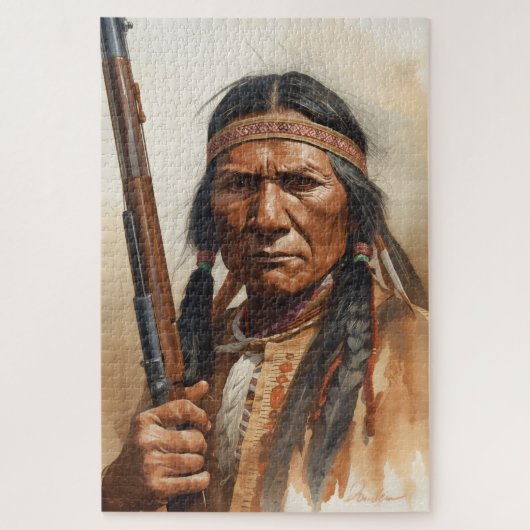 Geronimo Indian Chief Warrior Portrait Legpuzzel (Verticaal)