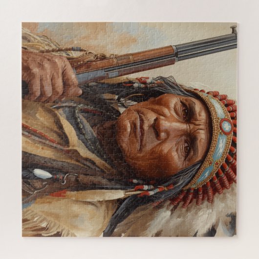 Geronimo Indian Chief Warrior Portrait Legpuzzel (Horizontaal)