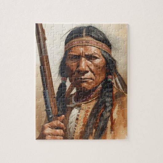 Geronimo Indian Chief Warrior Portrait Legpuzzel (Verticaal)