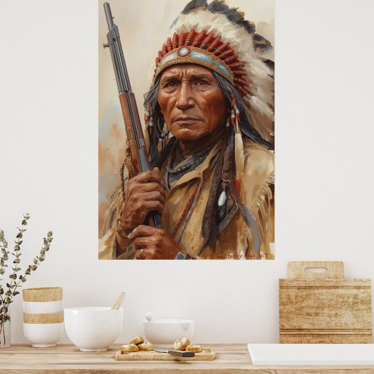 Geronimo Indian Chief Warrior Portrait Poster (Keuken)
