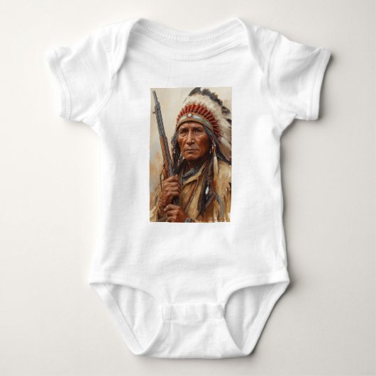 Geronimo Indian Chief Warrior Portrait Romper (Voorkant)