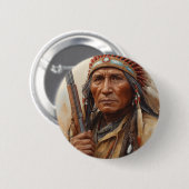 Geronimo Indian Chief Warrior Portrait Ronde Button 5,7 Cm (Voorkant /achterkant)