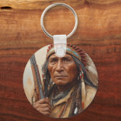 Geronimo Indian Chief Warrior Portrait Sleutelhanger (Achterkant)