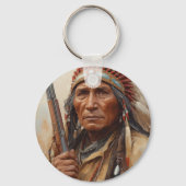 Geronimo Indian Chief Warrior Portrait Sleutelhanger (Achterkant)