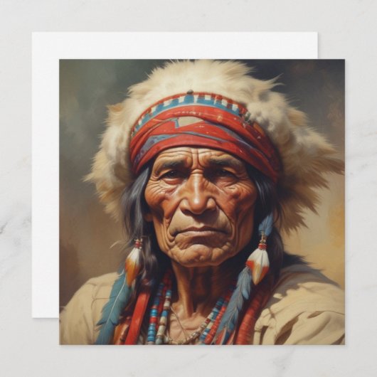 Geronimo Indiase Chief Warrior Portrait Kaart (Voorkant / Achterkant)