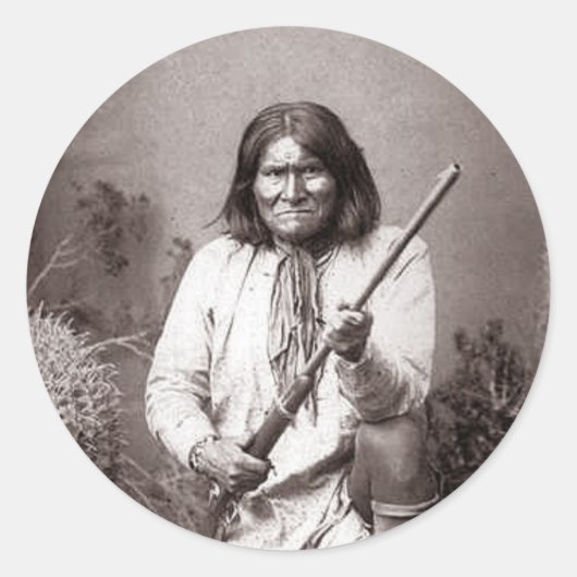 Geronimo Indiase krijger Ronde Sticker (Voorkant)