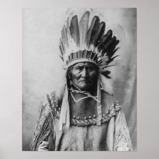 "Geronimo met Headdress" Poster (Voorkant)