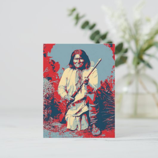 Geronimo Pop Art - Apache Indian Warrior Chief Briefkaart (Staand voorkant)