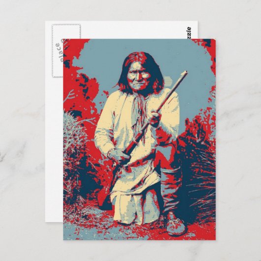 Geronimo Pop Art - Apache Indian Warrior Chief Briefkaart (Voorkant / Achterkant)