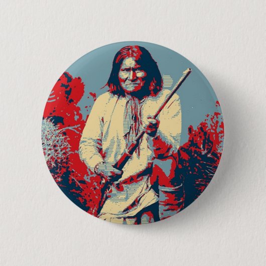 Geronimo Pop Art - Apache Indian Warrior Chief Ronde Button 5,7 Cm (Voorkant)