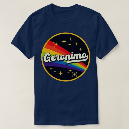 Geronimo regenboog in ruimte stijl t-shirt (Design voorkant)