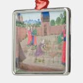 Gerooide tuin met een vrouw tuinier metalen ornament (Links)