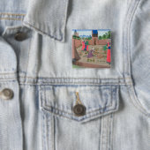 Gerooide tuin met een vrouw tuinier vierkante button 5,1 cm (In situ)