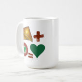 Gerookte kaasbroodje + tomato Soup = Love Heart Koffiemok (Voorkant links)