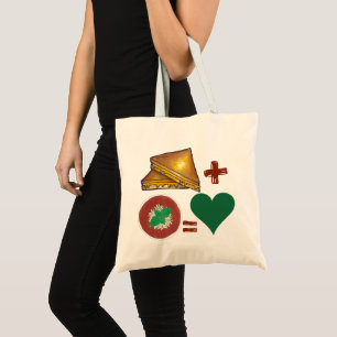 Gerookte kaasbroodje + tomato Soup = Love Heart Tote Bag