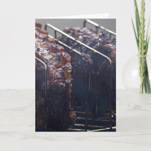 Gerookte ribben op grill kaart (Voorkant)