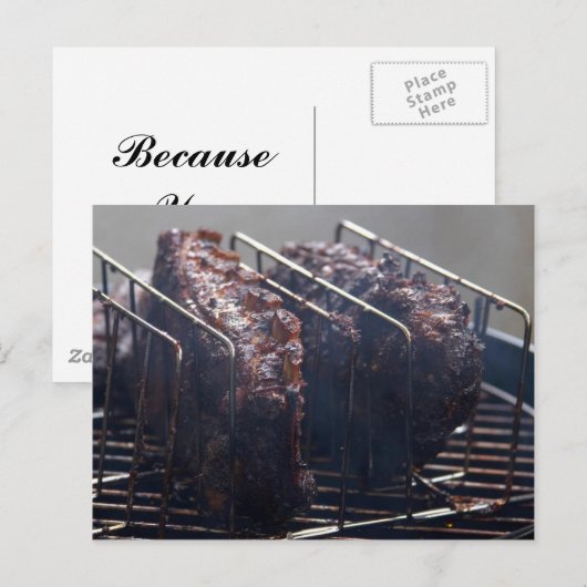 Gerookte ribben op rooster briefkaart (Voorkant / Achterkant)