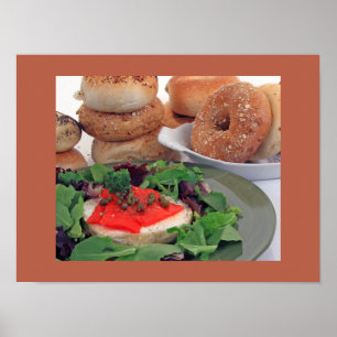 Gerookte zalm op bagel ontbijt r (Semi-gloss) Poster