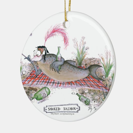 Gerookte zalmvis, tonifernandes keramisch ornament (Links)