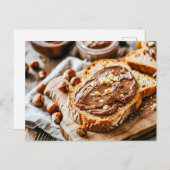 Geroosterd brood met romige chocolade hazelnootpas feestdagenkaart (Voorkant / Achterkant)