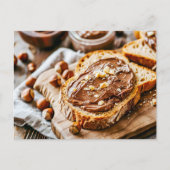 Geroosterd brood met romige chocolade hazelnootpas feestdagenkaart (Voorkant)