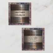 Geroosterd geperforeerd metaal |  achtergrond vierkante visitekaartje (Voorkant / Achterkant)