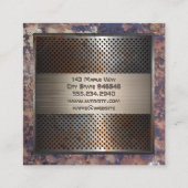 Geroosterd geperforeerd metaal |  achtergrond vierkante visitekaartje (Achterkant)