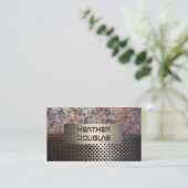 Geroosterd geperforeerd metaal |  achtergrond visitekaartje (Staand voorkant)