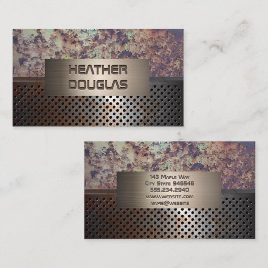 Geroosterd geperforeerd metaal |  achtergrond visitekaartje (Voorkant / Achterkant)
