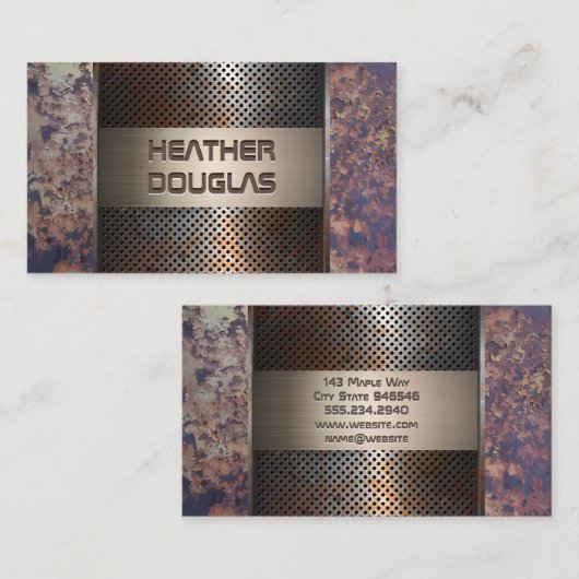 Geroosterd geperforeerd metaal |  achtergrond visitekaartje (Voorkant / Achterkant)