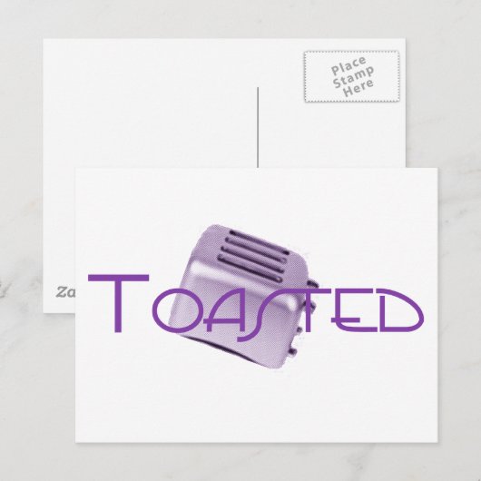 Geroosterd - Retro broodrooster - Paarse Briefkaart (Voorkant / Achterkant)