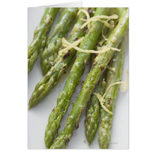 Geroosterde groene asperges met citroenzest, (Voorkant)
