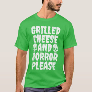 Geroosterde kaas en horror graag retro t-shirt