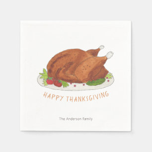 Geroosterde kalkoen Gelukkig Thanksgiving papieren Servet