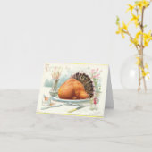 Geroosterde kalkoen vintage tuck Thanksgiving-groe Kaart (Gele Bloem)