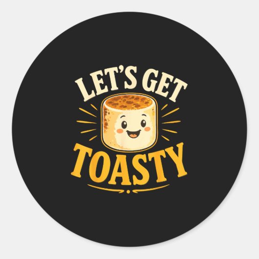 Geroosterde marshmallow kampvuur ronde sticker (Voorkant)