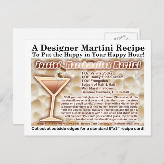 Geroosterde Marshmallow Martini Recept Briefkaart (Voorkant / Achterkant)