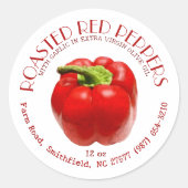 Geroosterde rode paprika's in Knoflook en Olijfoli Ronde Sticker (Voorkant)