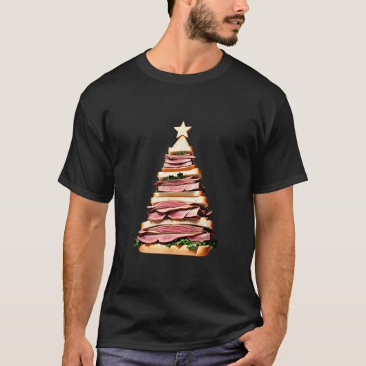 Geroosterde Rundervlees Sandwich Kerstboom T-shirt (Voorkant)