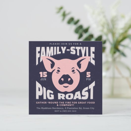 Geroosterde Varkens Familie Stijl Kaart (Staand voorkant)