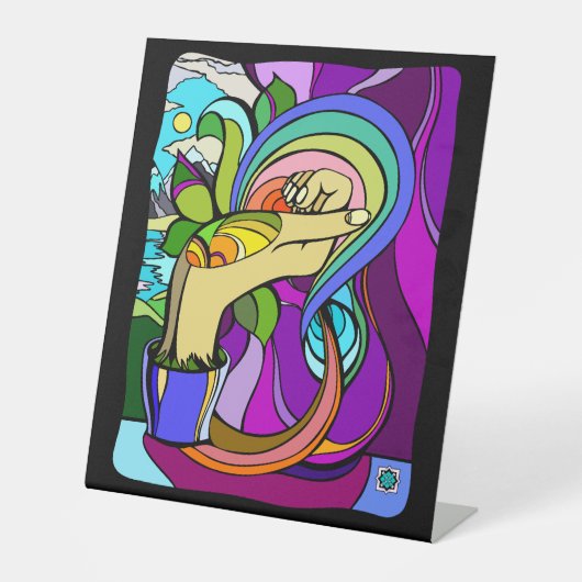 geroot potentiaalvoetteken reclamebord met voetstuk (Voorkant)