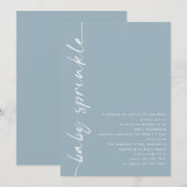 Geroteerd Script Dusty Blue Baby shower Sprinkle Kaart (Voorkant / Achterkant)