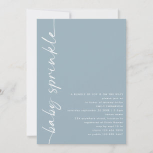 Geroteerd Script Dusty Blue Baby shower Sprinkle Kaart