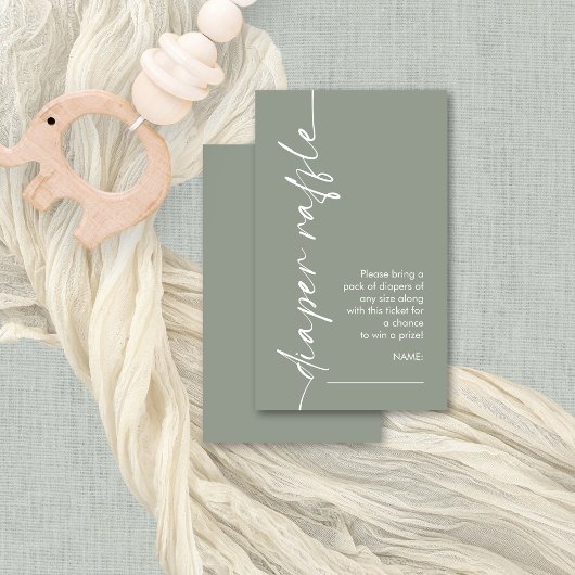 Geroteerd Script Sage Diaper Raffle Baby shower Informatiekaartje